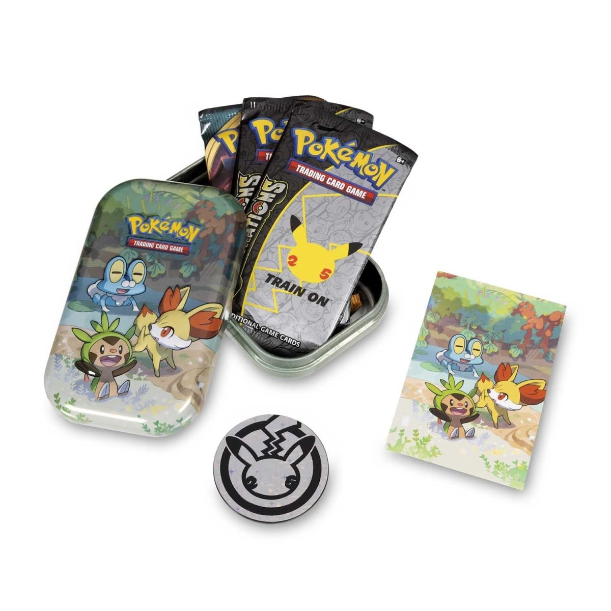 Pokemon TCG: Sword & Shield - Celebrations Mini Tin (Chespin, Fennekin & Froakie)