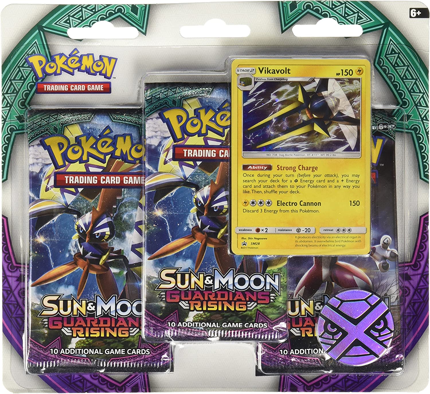Pokemon TCG: Sun & Moon - Guardians Rising 3 Pack Blister (Vikavolt) Pokemon TCG: Sun & Moon - Guardians Rising 3 Pack Blister (Vikavolt)
