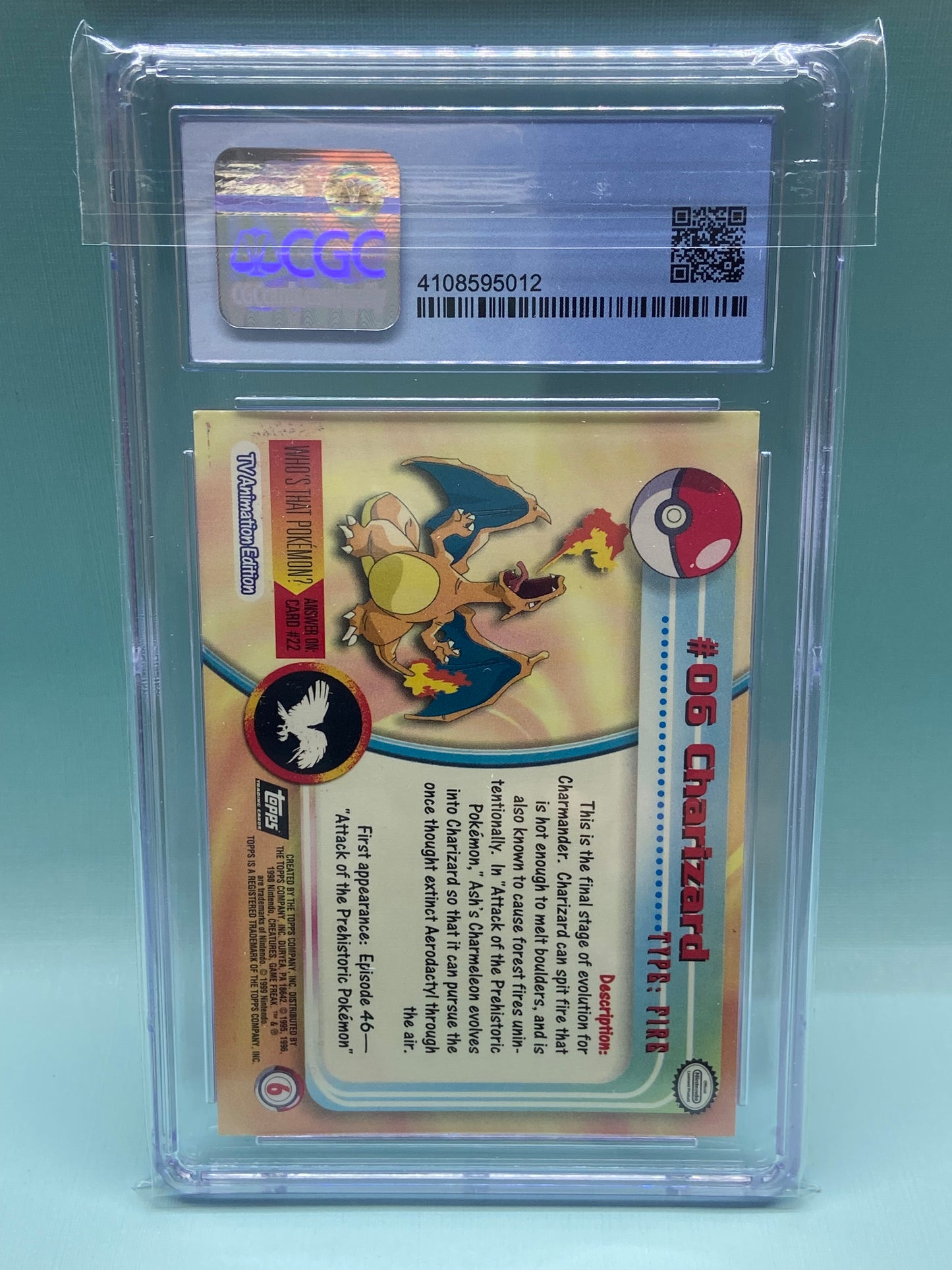 Charizard Non Holo Second Print Series 1 Topps #6 CGC 8
