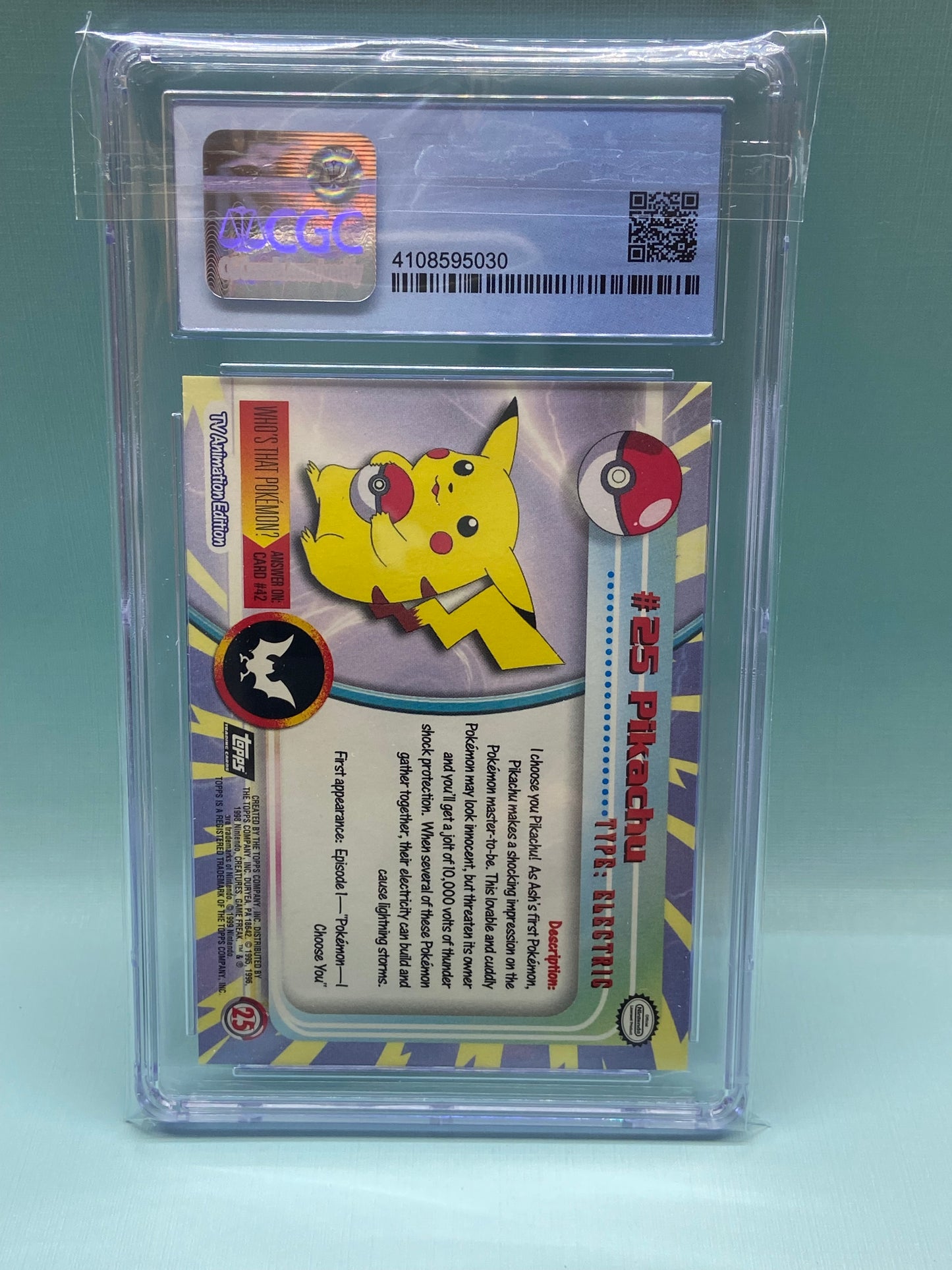 Pikachu Topps Series 1 Fourth Print Silver Foil Holo #25 CGC 9.5