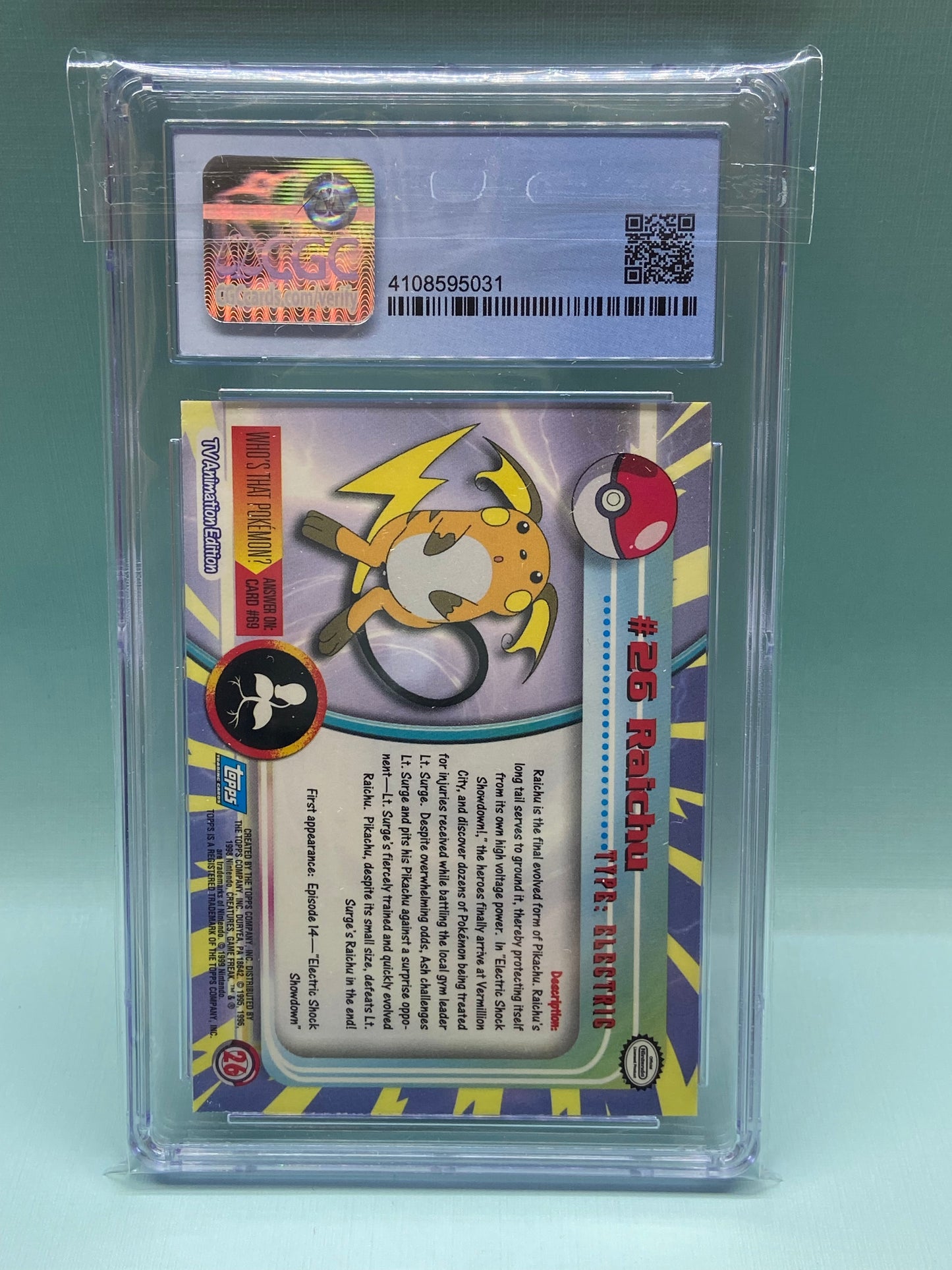 Raichu Topps Series 1 First Print Foil #26 CGC 9.5