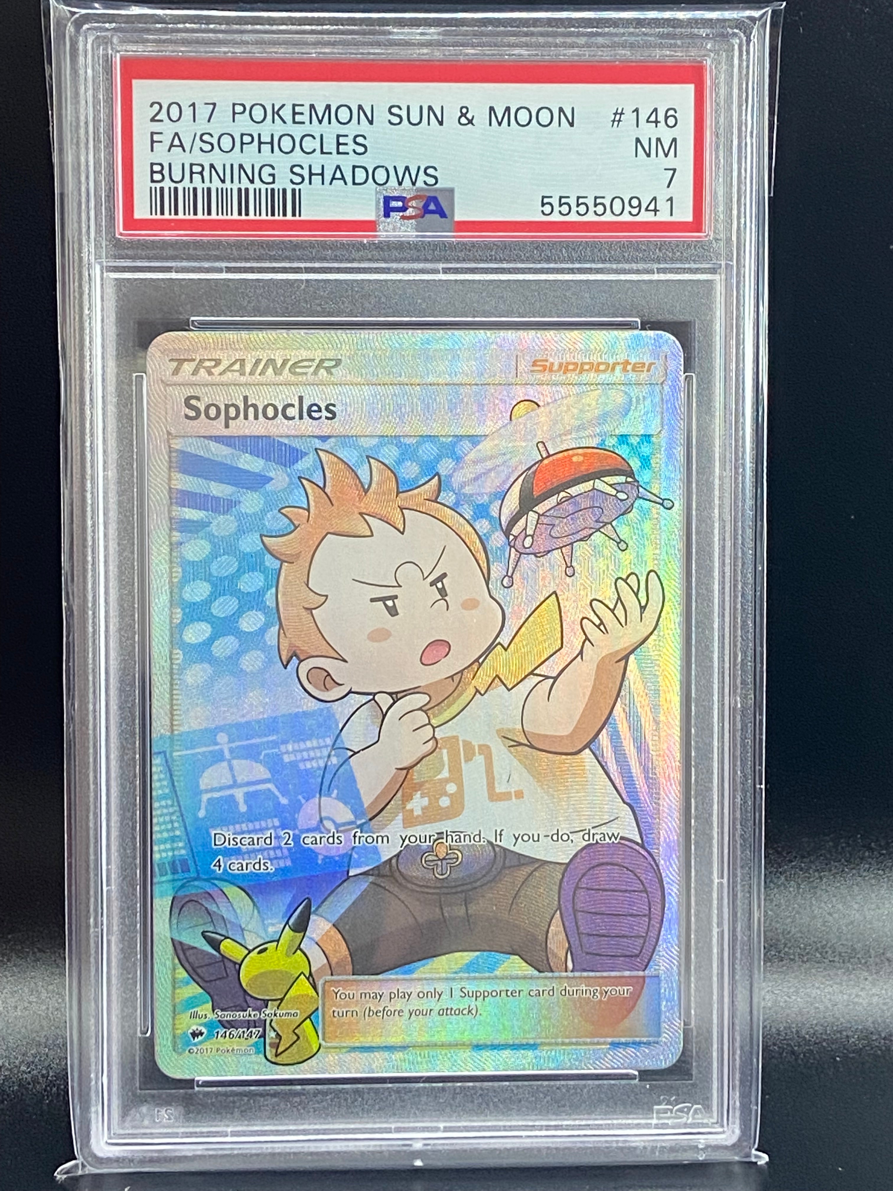 Sophocles Full Art Trainer Burning Shadows 146/147 PSA 7 – TBC Games