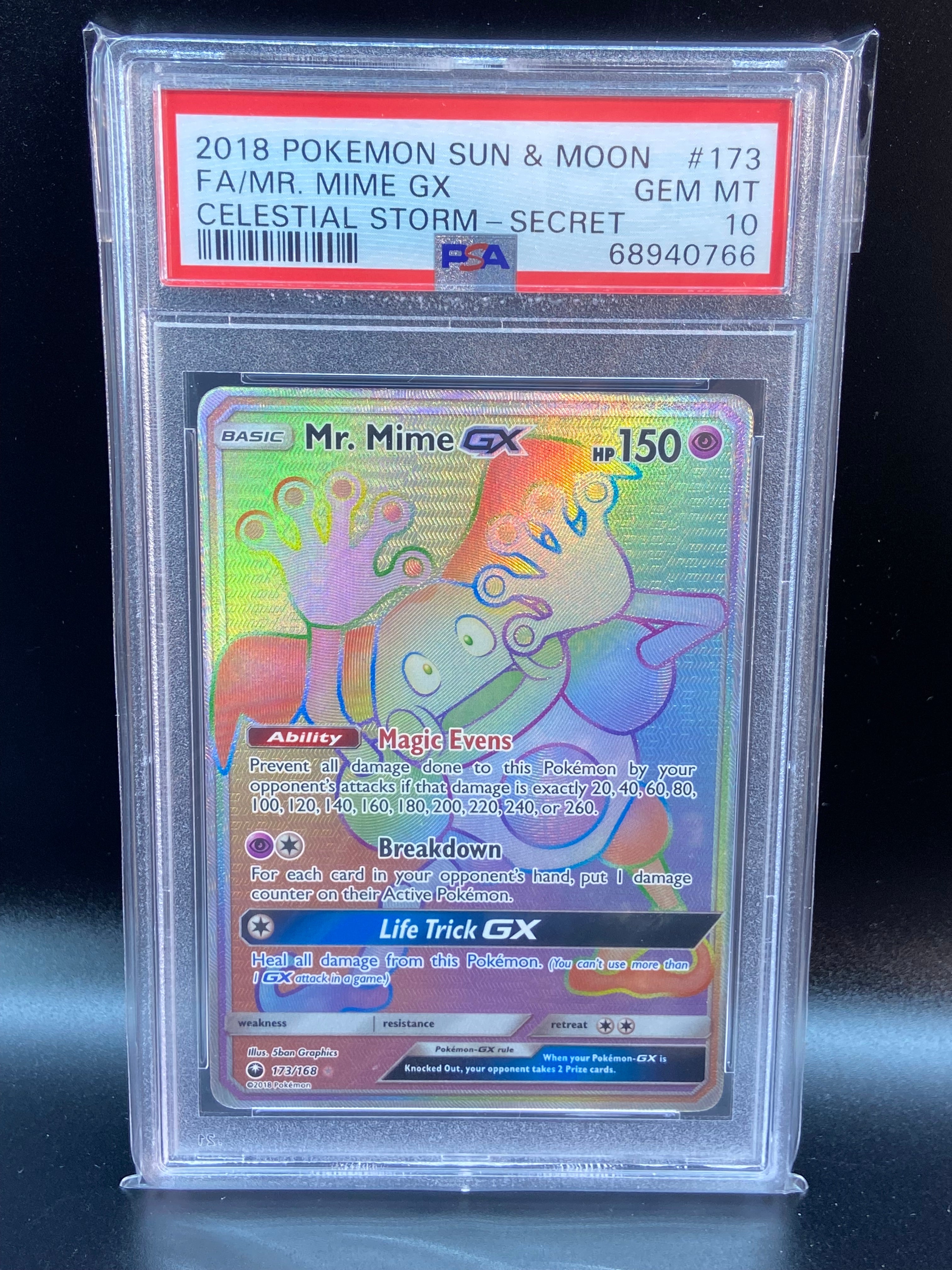 Mr. Mime GX Celestial Storm Rainbow Secret 173/168 PSA 10 TBC Games Mr. Mime GX Celestial Storm Rainbow Secret 173/168 PSA 10 TBC Games