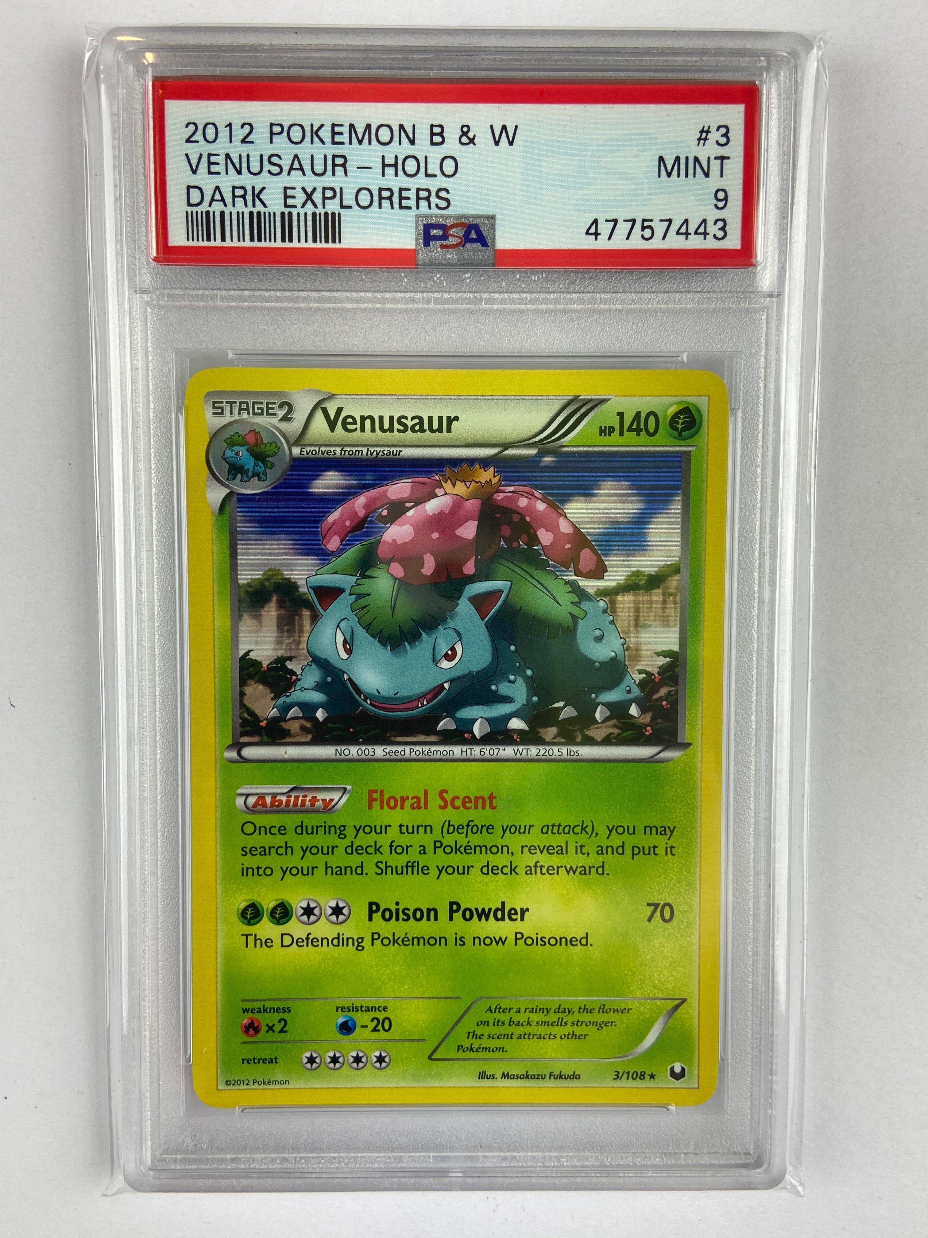 Venusaur Dark Explorers Holo 3/108 PSA 9 TBC Games Venusaur Dark Explorers Holo 3/108 PSA 9 TBC Games