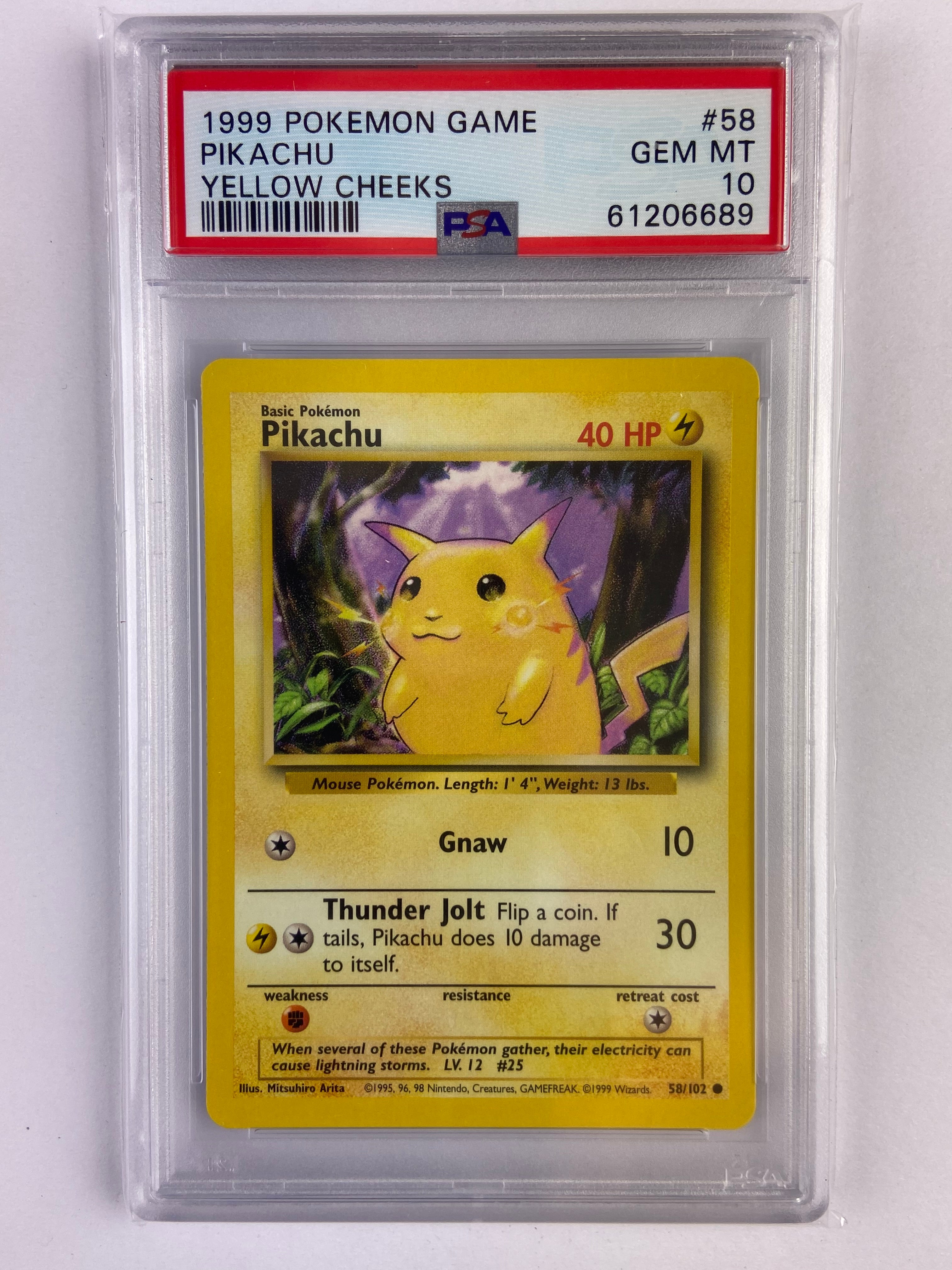 Pikachu Base Set Unlimited Yellow Cheeks 58/102 PSA 10 – TBC Games