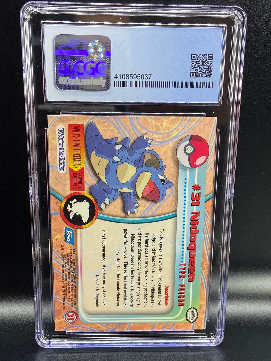Nidoqueen Topps Series 1 First Print Rainbow Foil Holo #31 CGC 7.5