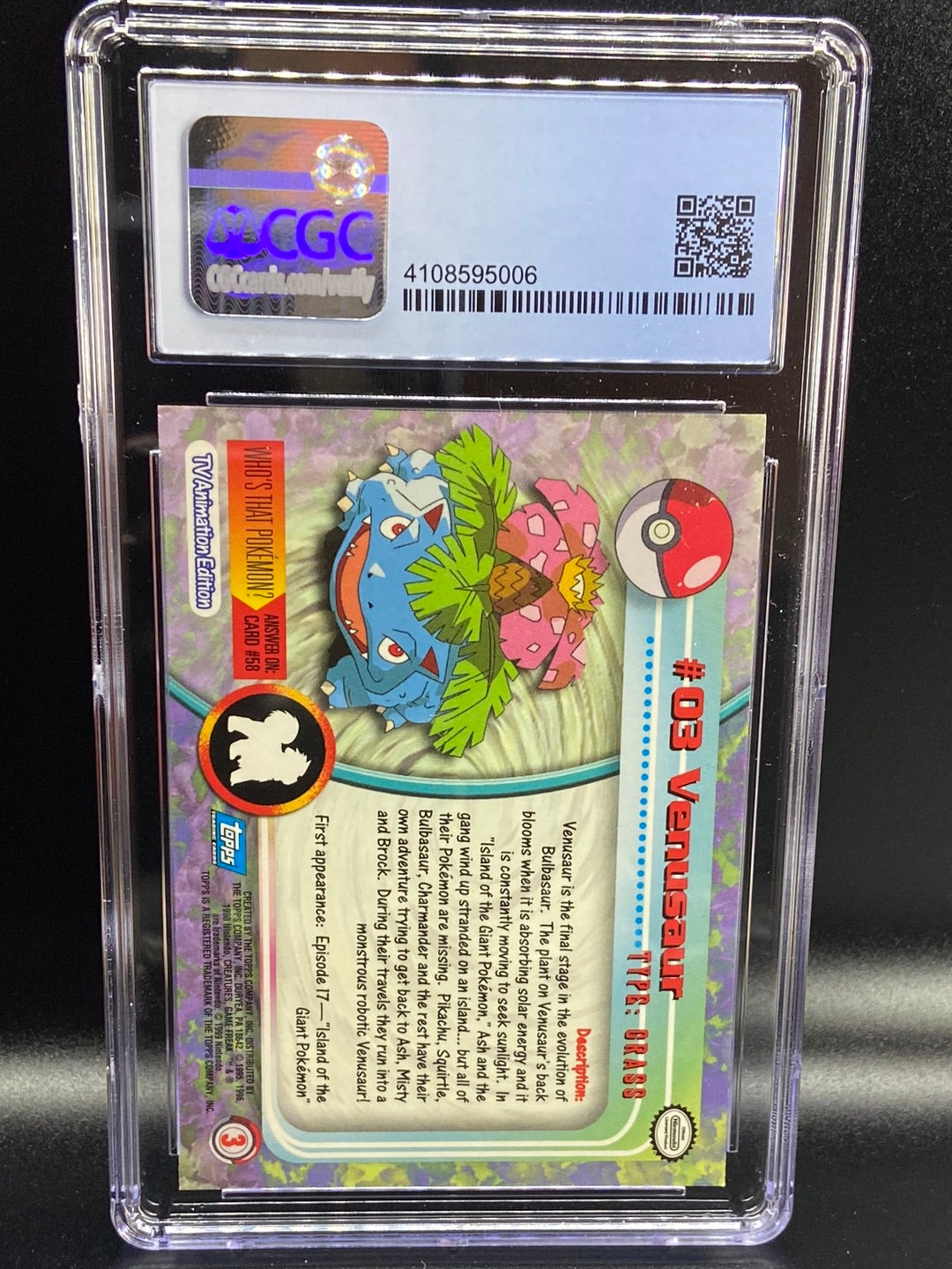 Venusaur Topps Series 1 First Print #3 CGC 9.5