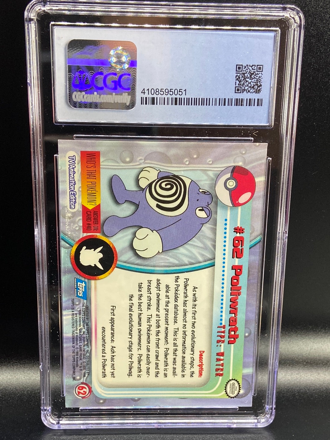 Poliwrath Topps Series 1 First Print #62 CGC 8