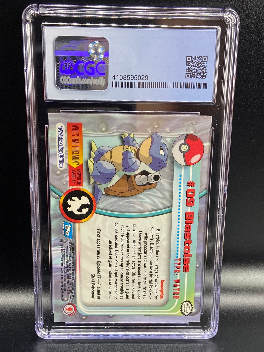 Blastoise Topps Series 1 First Print #9 CGC 8