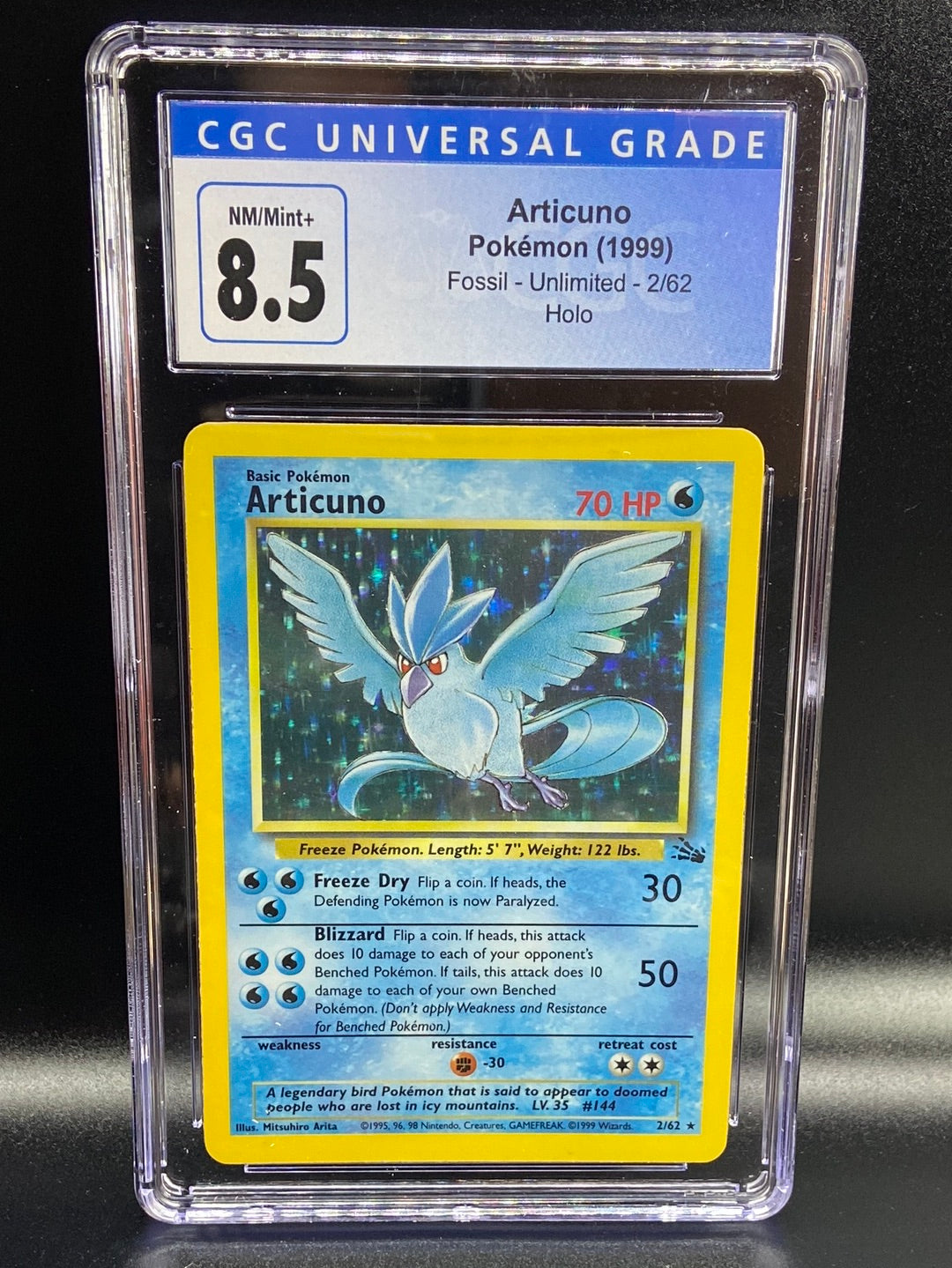 articuno pokemon card holo Articuno Fossil Holo Unlimited 2/62 CGC 8.5 – TBC Games
