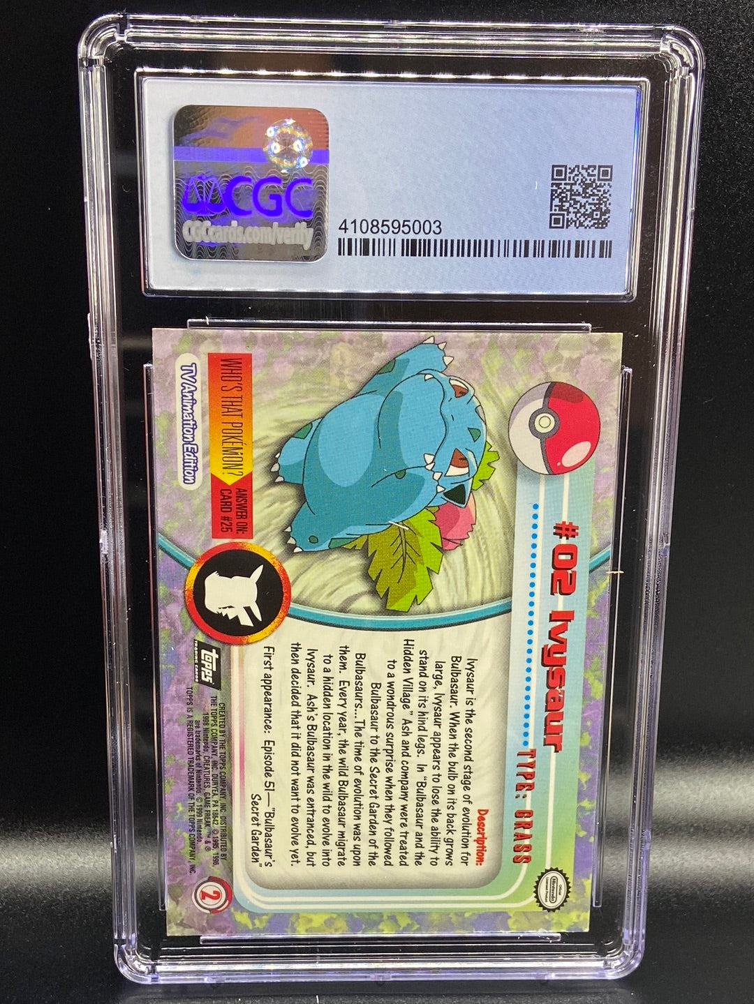 Ivysaur Topps Series 1 Third Print Silver Foil Holo #2 CGC 9