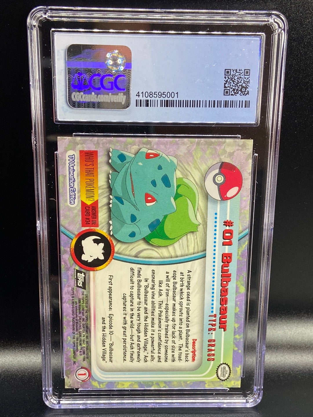 Bulbasaur Topps Series 1 Third Print Silver Foil Holo #1 CGC 9