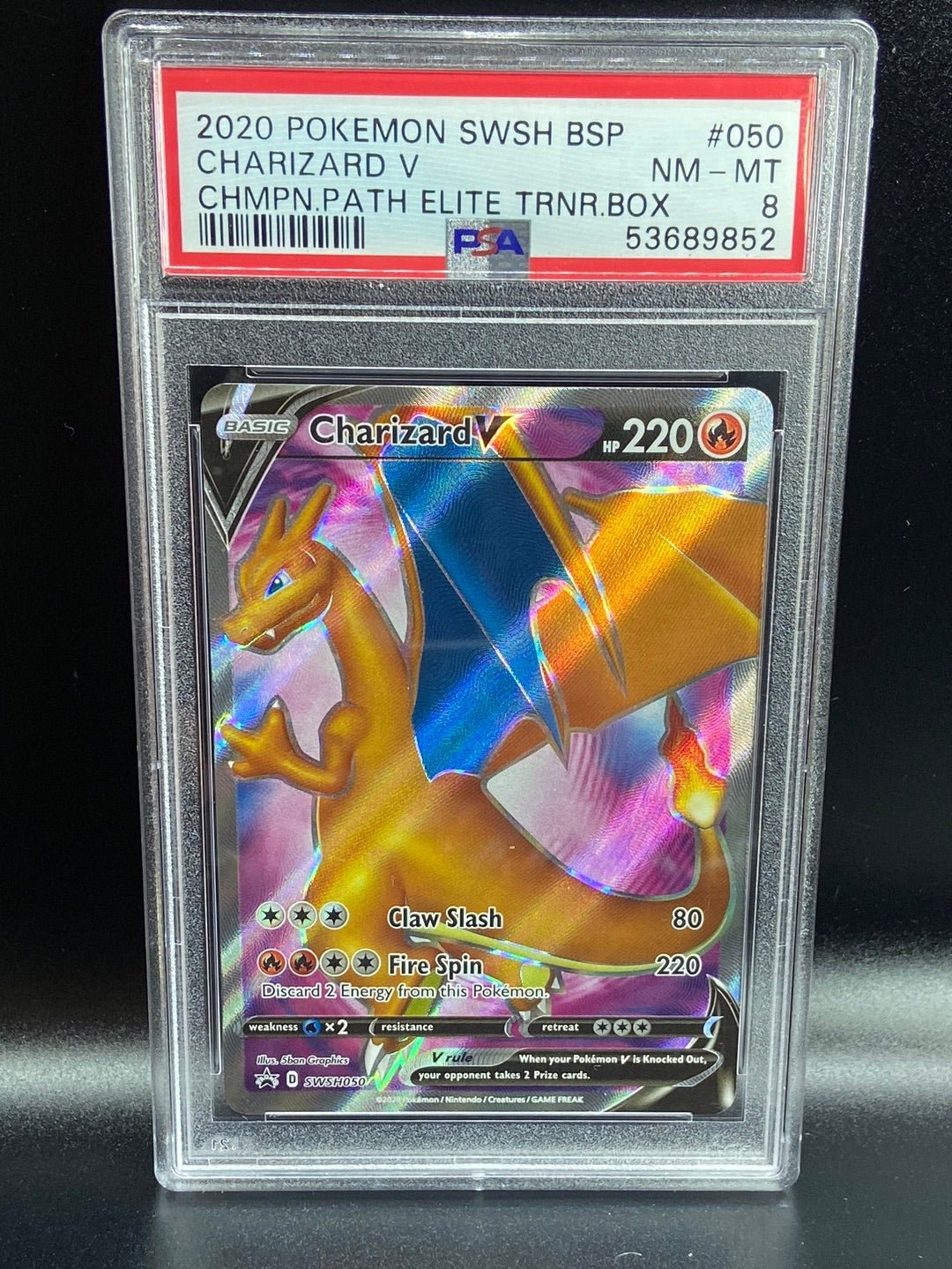 Charizard V Full Art Champions Path ETB SWSH050 PSA 8 – TBC Games