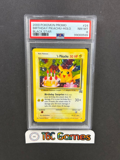 Birthday Pikachu Black Star WotC Promo Holo 24 PSA 8