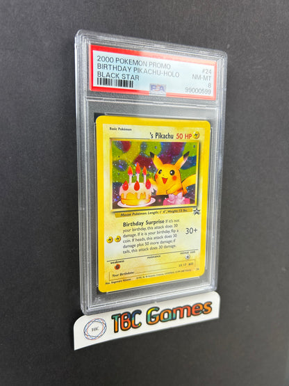 Birthday Pikachu Black Star WotC Promo Holo 24 PSA 8
