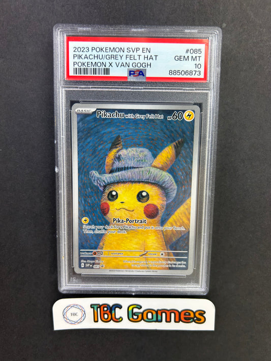 Pikachu Grey Felt Hat Van Gogh Promo SVP 085 PSA 10
