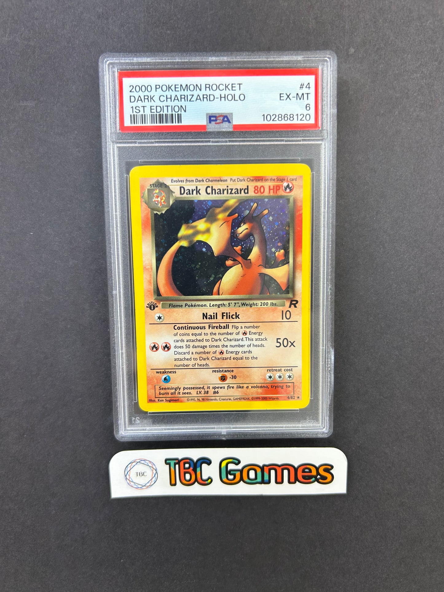 Dark Charizard Team Rocket 1st Edition Holo 4/82 PSA 6