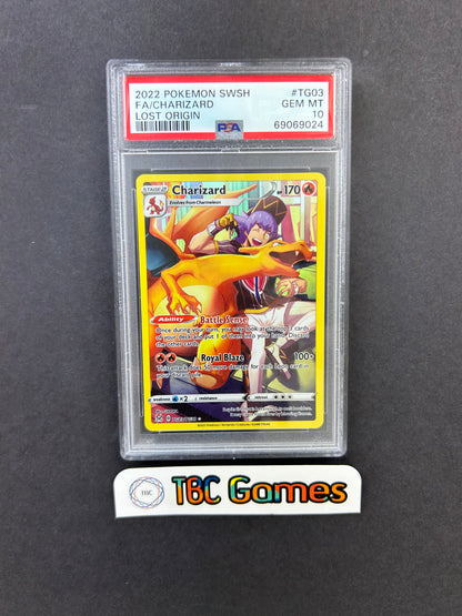 charizard pokemon card lost origin 2022 Sword & Shield Tg03 Full Art/charizard PSA 10 Graded scuffs or scratches Charizard | Lost Origin Trainer