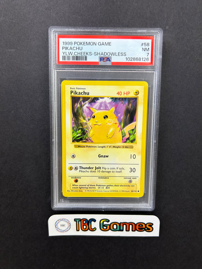 Pikachu Base Set Yellow Cheeks Shadowless 58/102 PSA 7