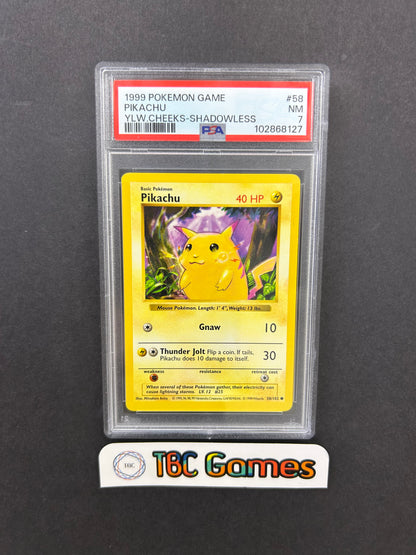Pikachu Base Set Yellow Cheeks Shadowless 58/102 PSA 7