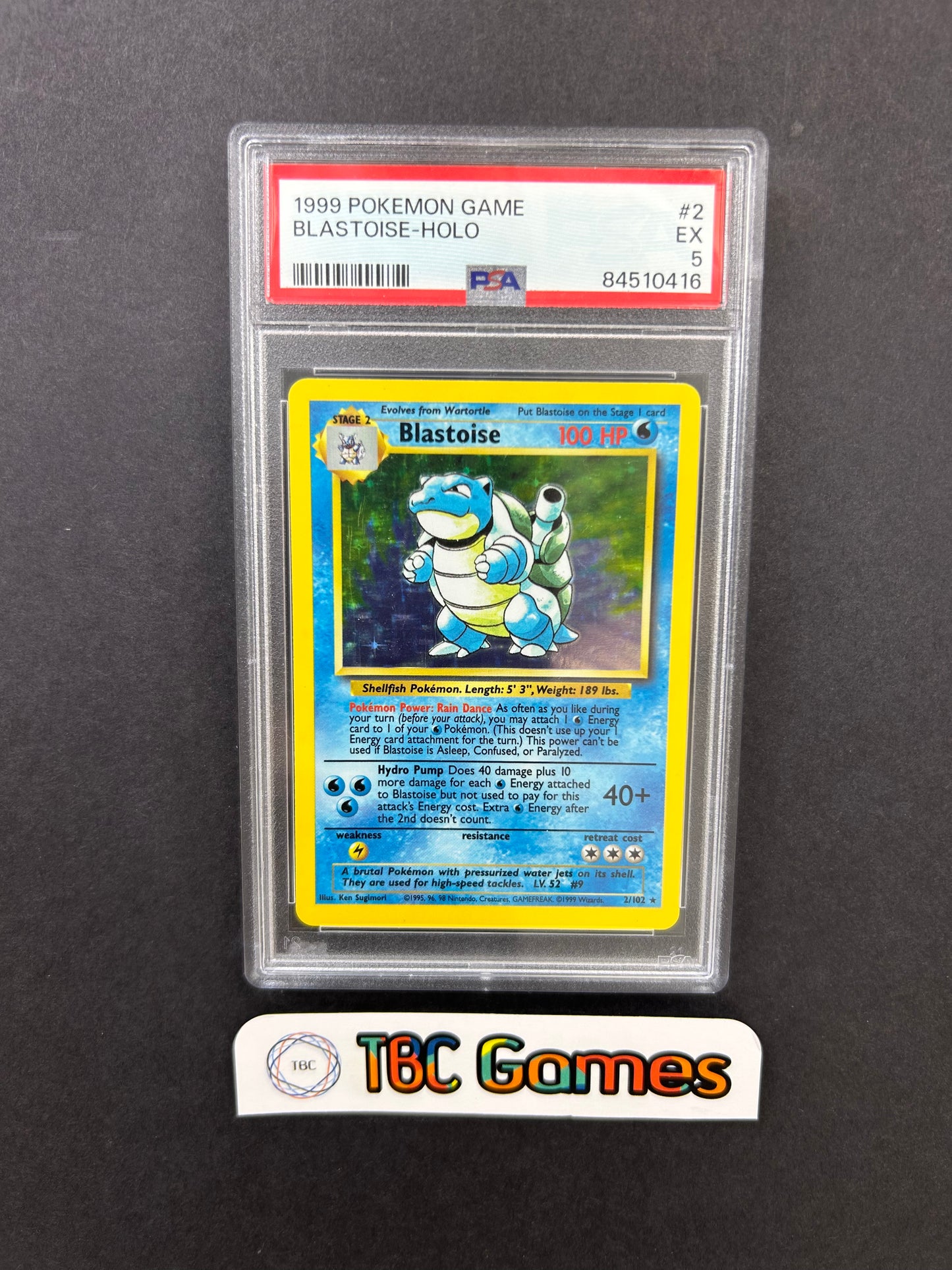Blastoise Base Set Holo 2/102 PSA 5