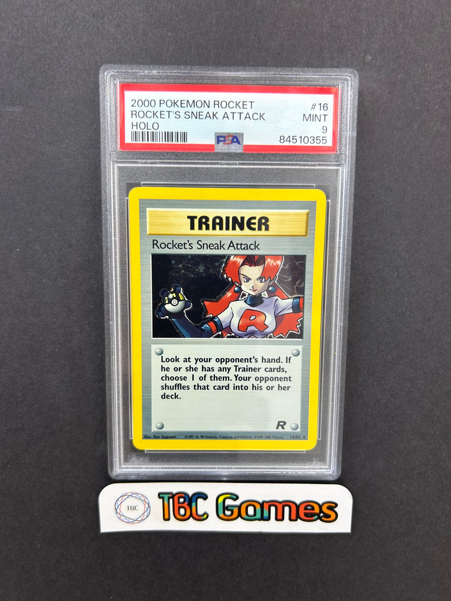 Rocket's Sneak Attack Team Rocket Holo 16/82 PSA 9