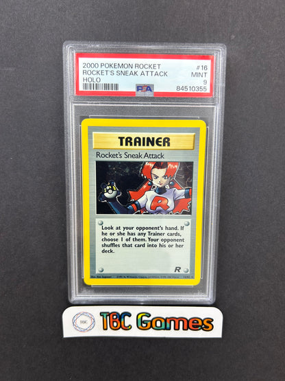Rocket's Sneak Attack Team Rocket Holo 16/82 PSA 9