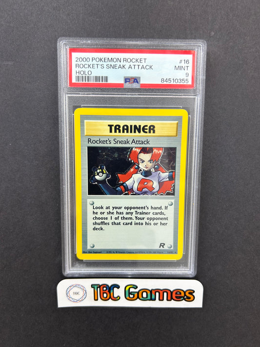 Rocket's Sneak Attack Team Rocket Holo 16/82 PSA 9