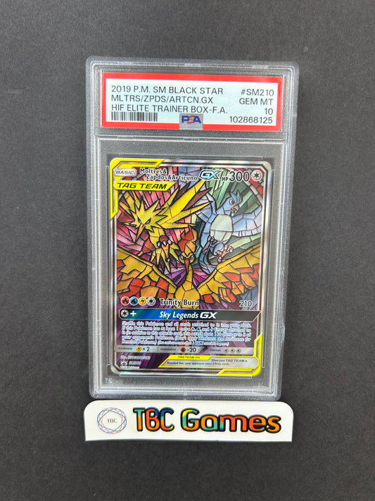 Moltres & Zapdos & Articuno GX SM210 PSA 10