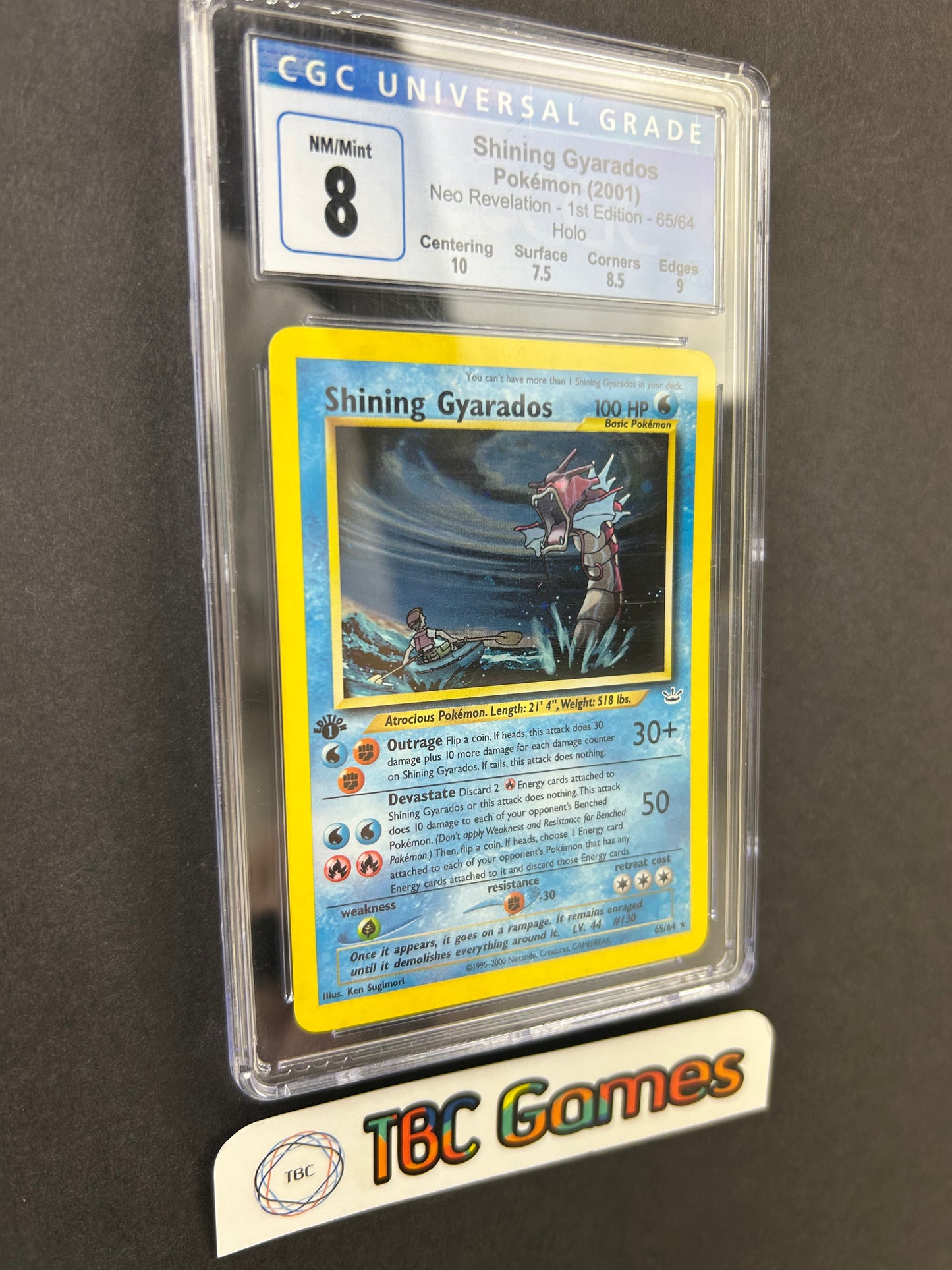 Shining Gyarados Neo Revelation 1st Edition Holo #65 Blue CGC 8