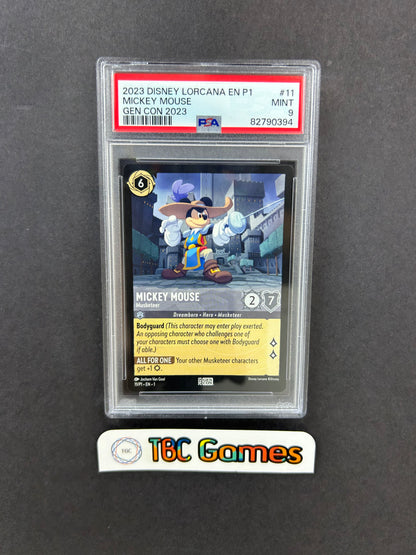 Mickey Mouse Gen Con 2023 Promo 11/P1 Lorcana PSA 9