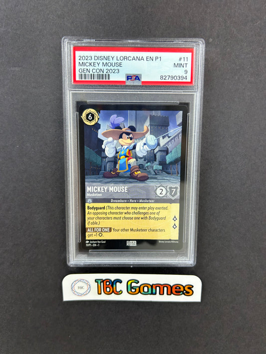Mickey Mouse Gen Con 2023 Promo 11/P1 Lorcana PSA 9