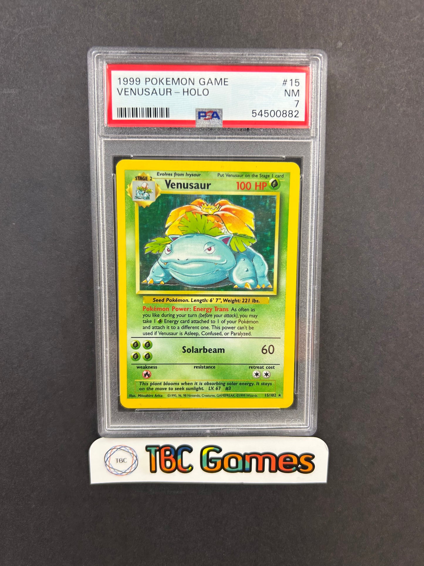 Venusaur Base Set Unlimited Holo #15 PSA 7