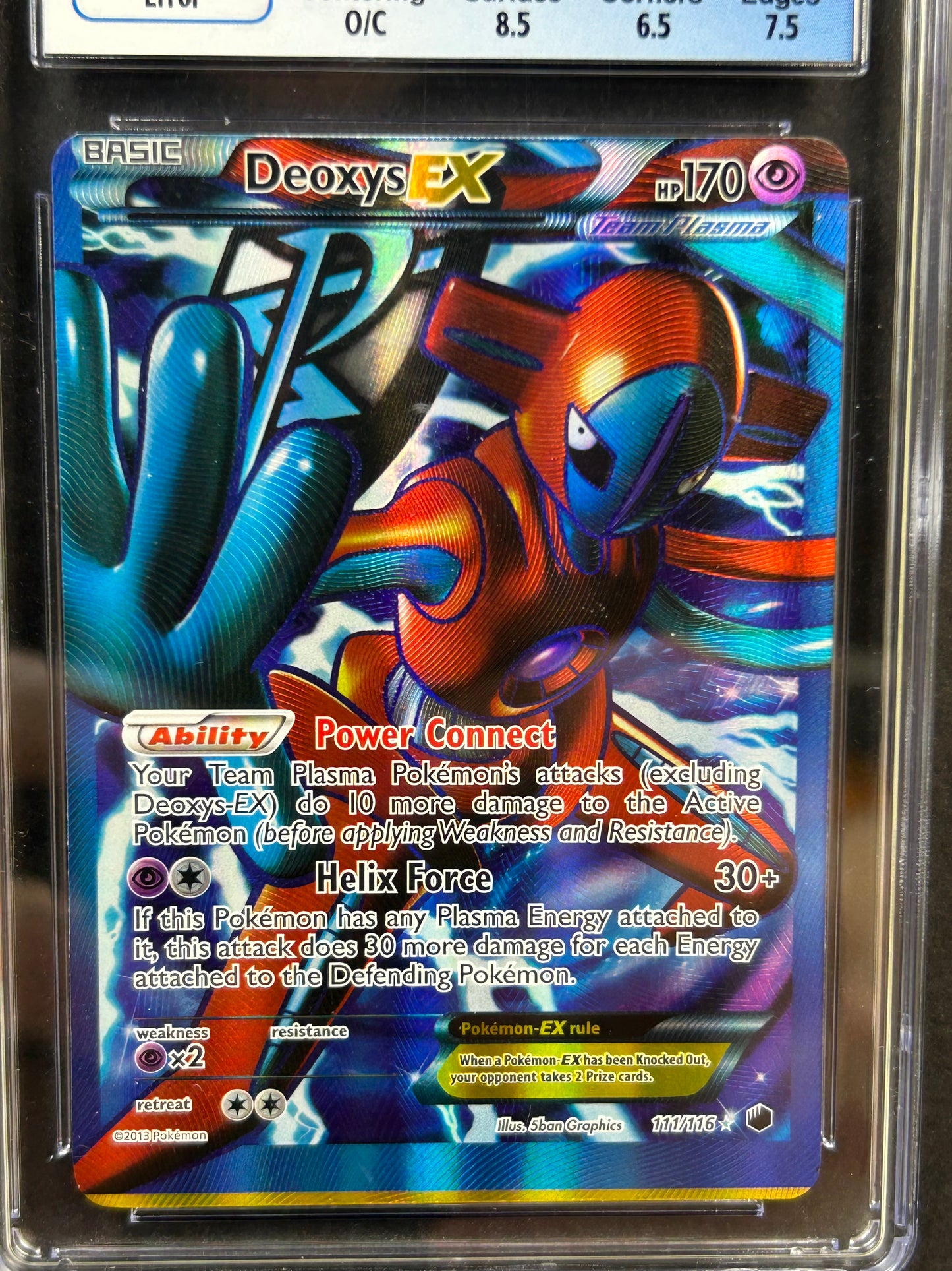 Deoxys EX Plasma Freeze #111 ERROR Miscut CGC 7.5