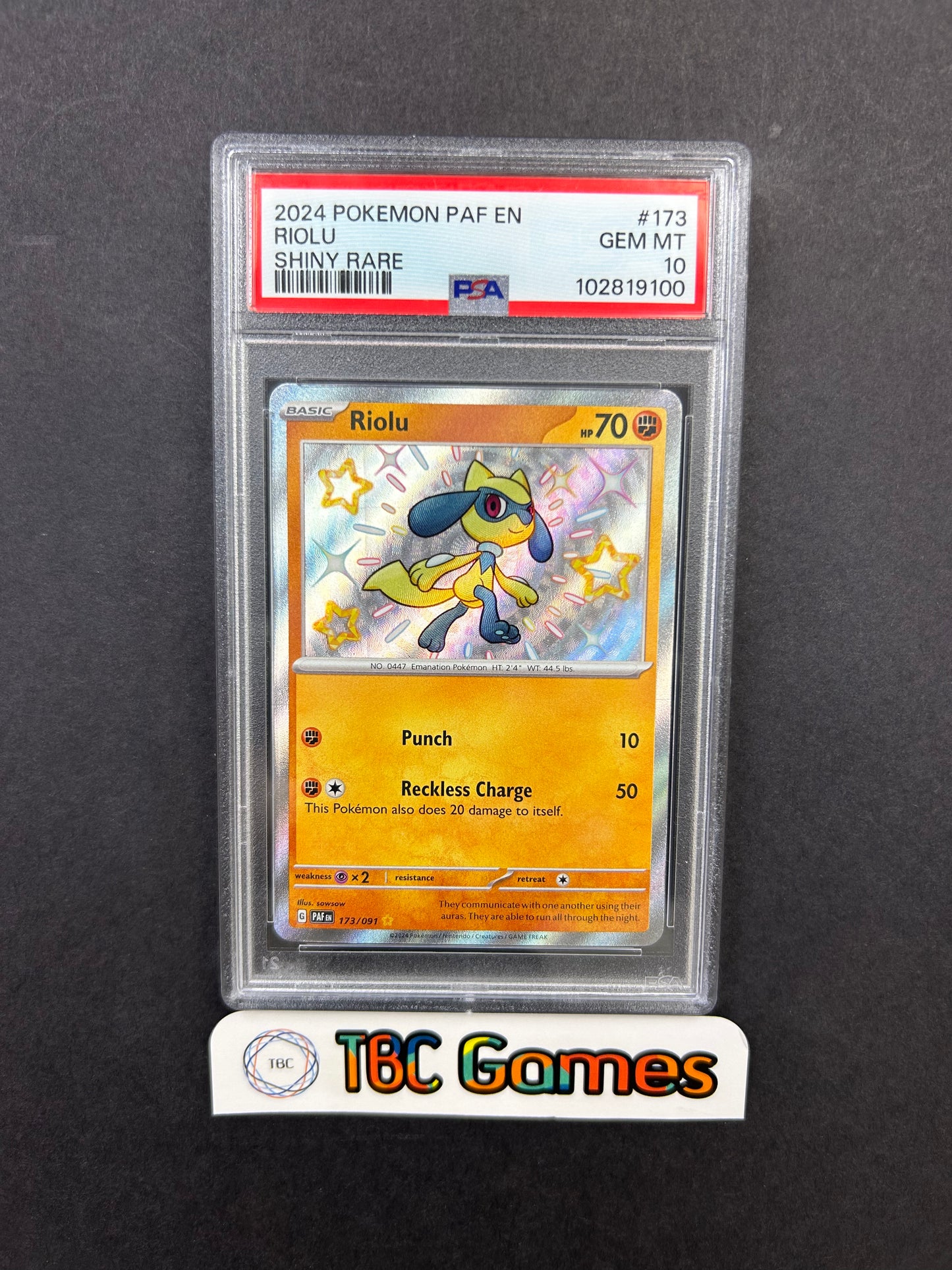 Riolu Paldean Fates #173 Shiny PSA 10
