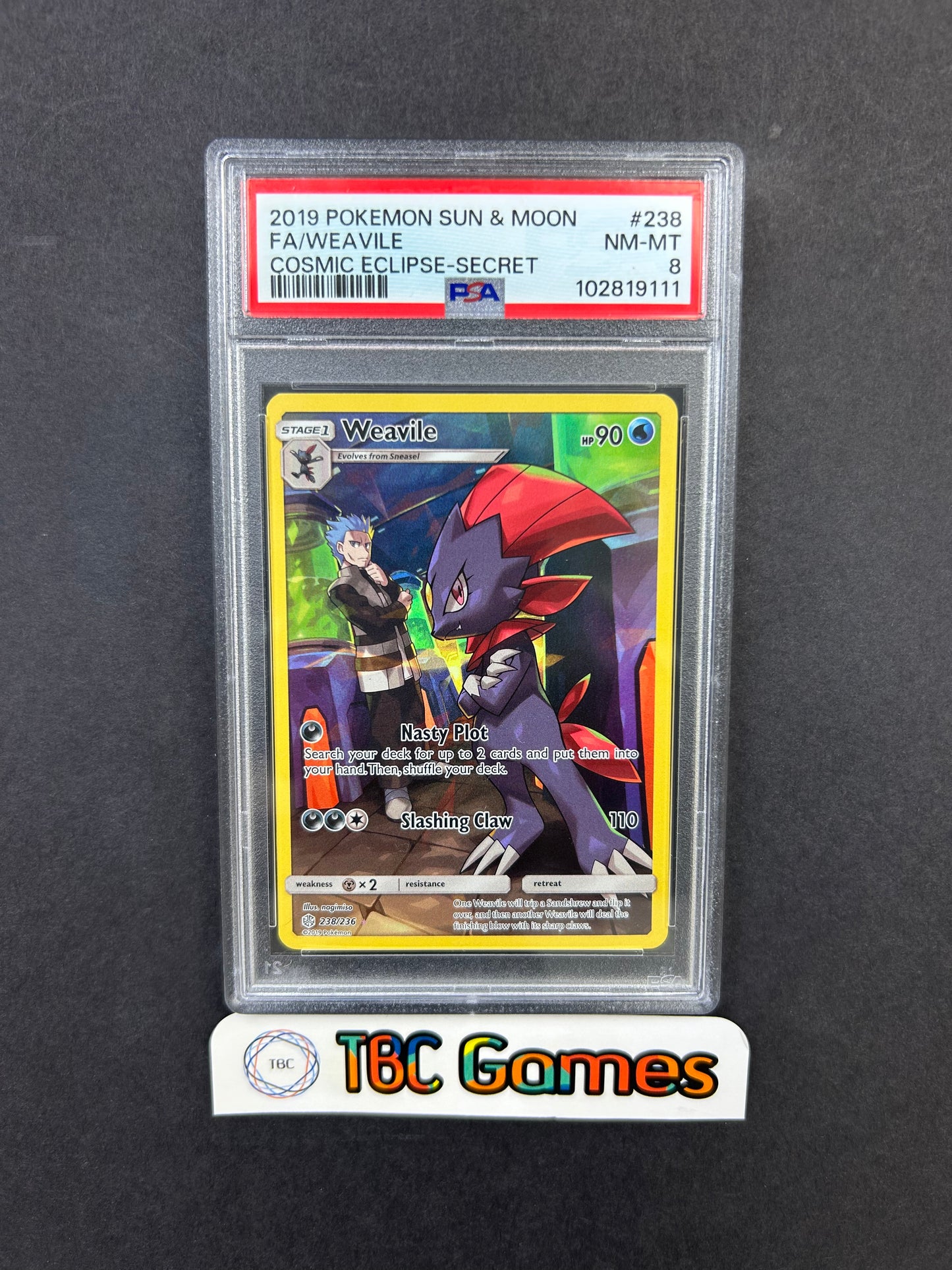 Weavile Cosmic Eclipse #238 PSA 8