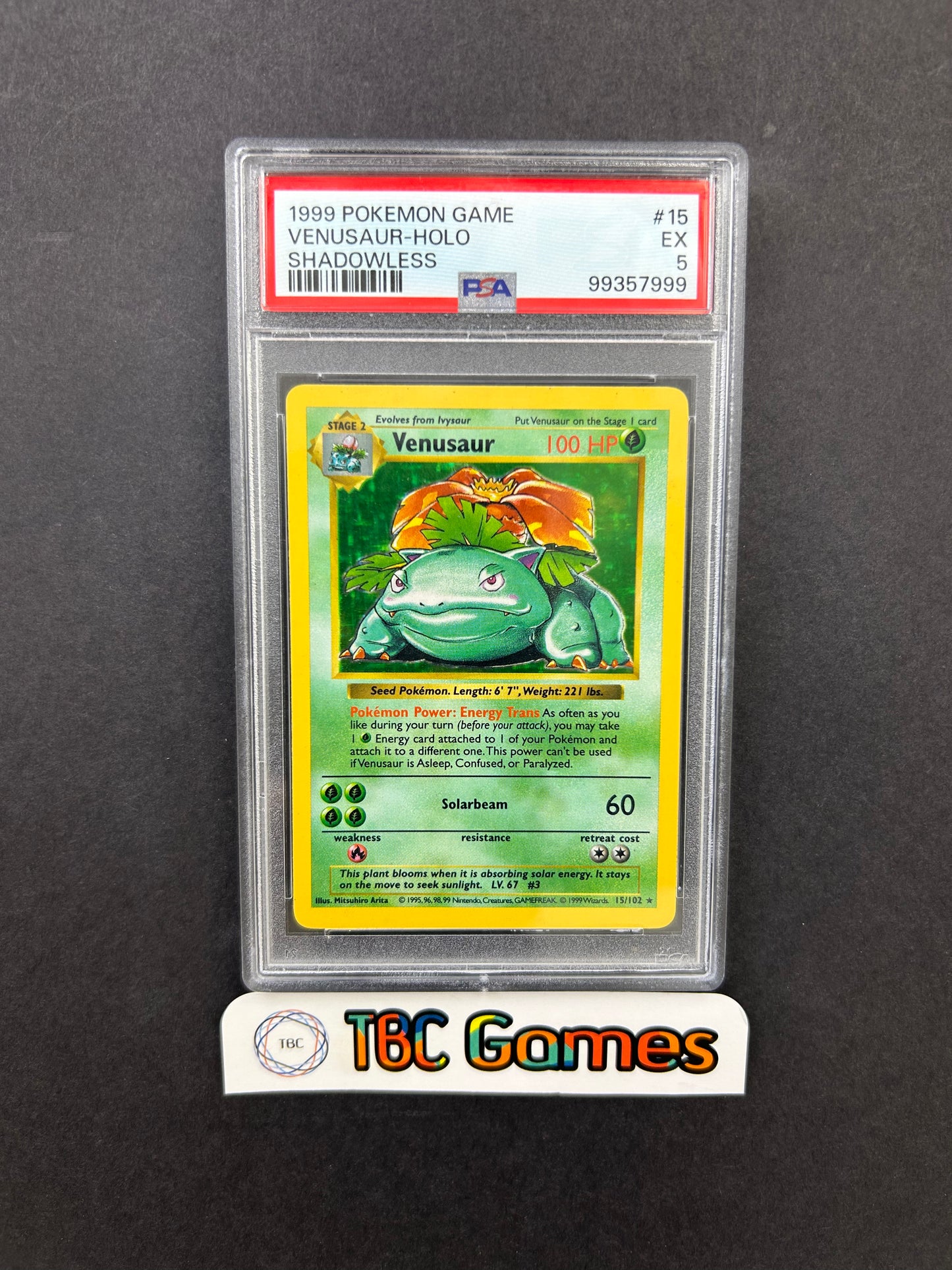 Venusaur Base Set Shadowless #15 PSA 5