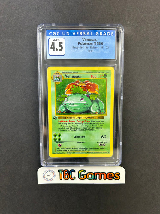 Venusaur Base Set 1st Edition Shadowless #15 CGC 4.5