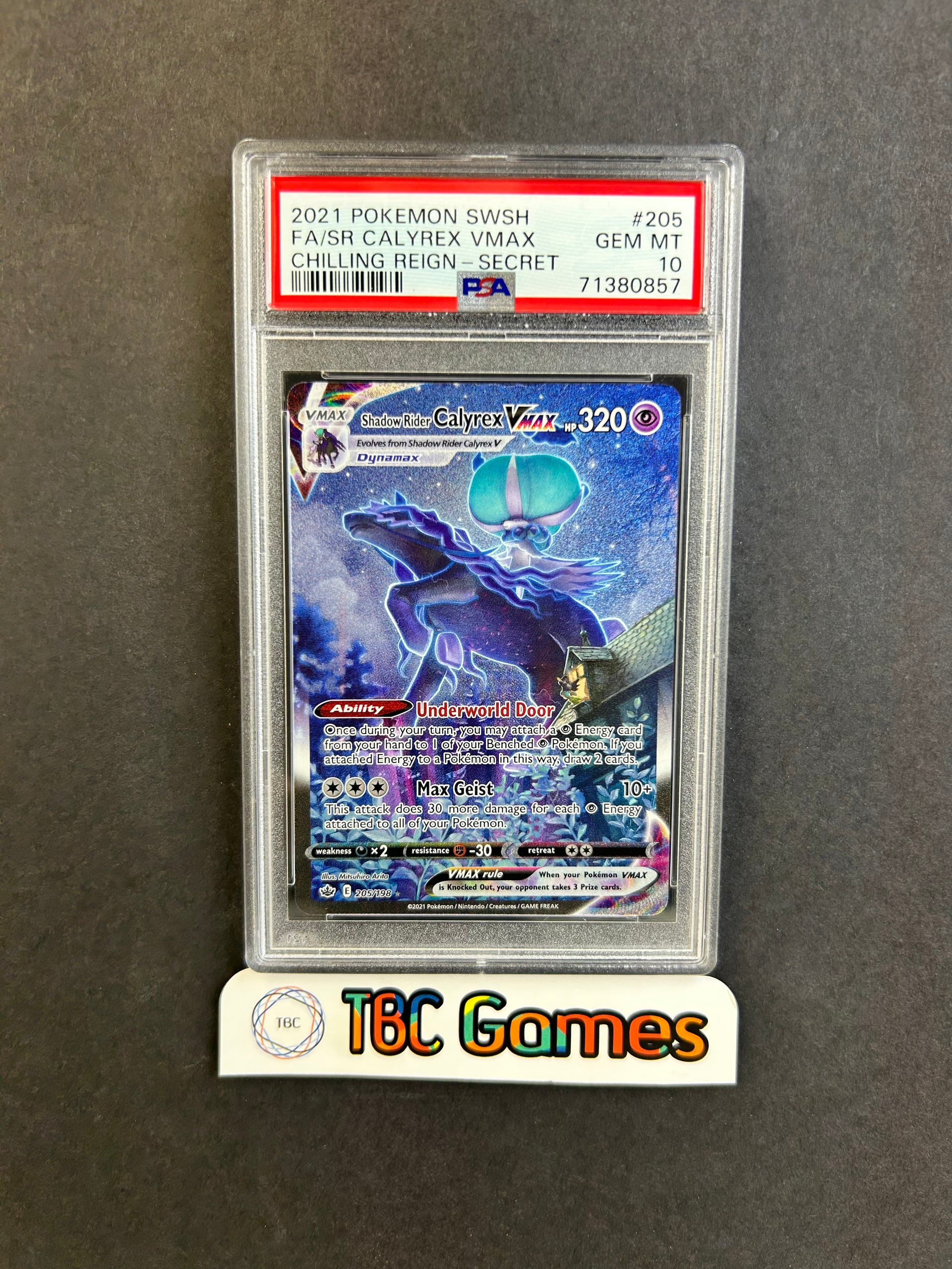 Shadow Rider Calyrex VMAX Chilling Reign #205 PSA 10 TBC Games Shadow Rider Calyrex VMAX Chilling Reign #205 PSA 10 TBC Games