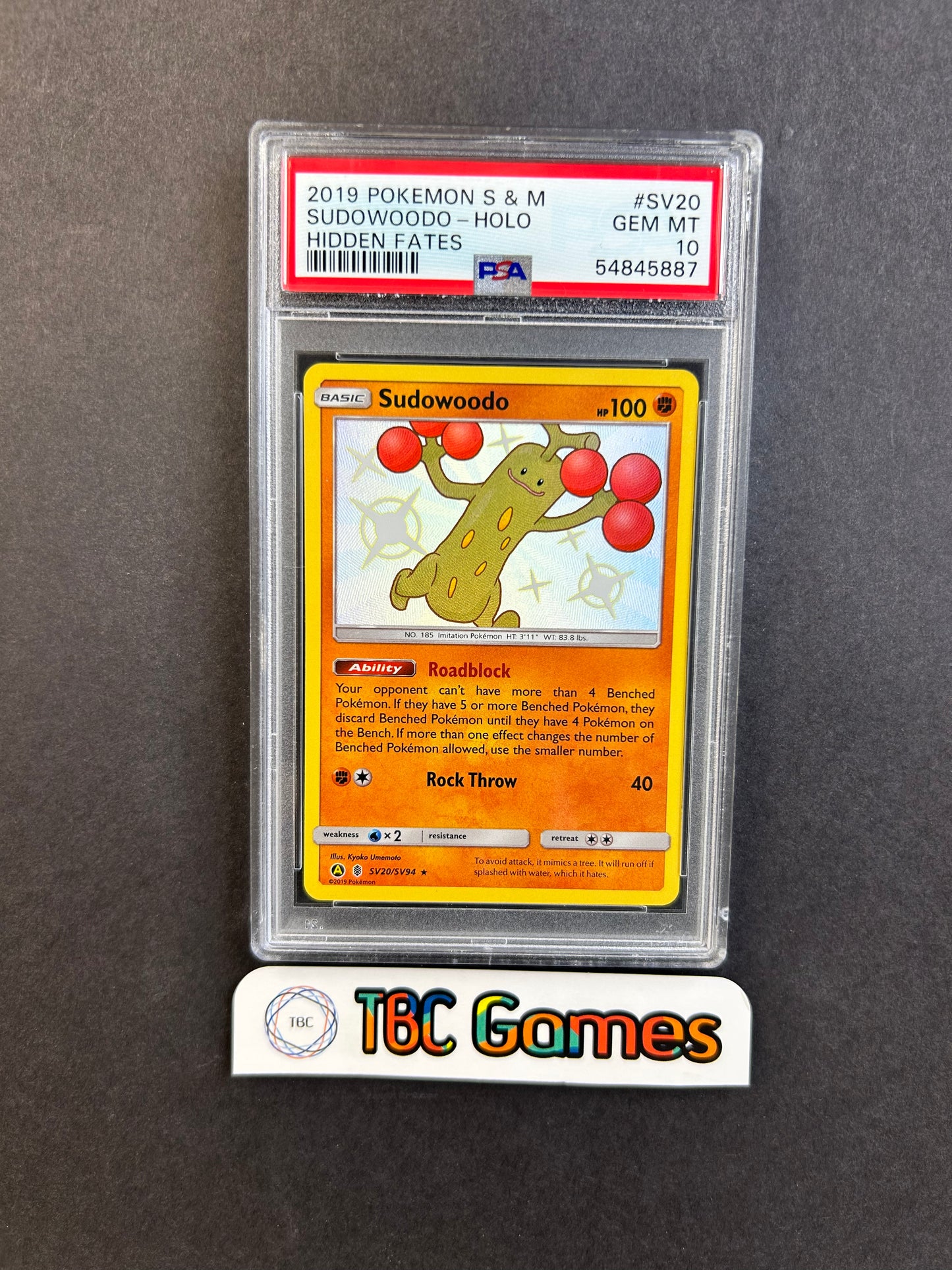Sudowoodo Hidden Fates #SV20 PSA 10