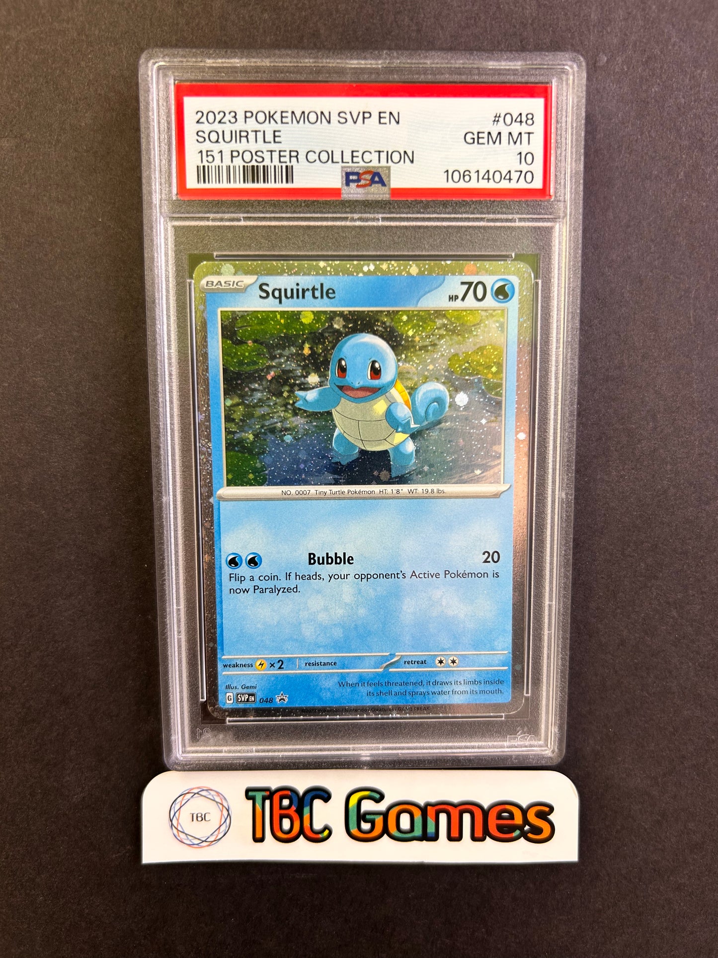 Squirtle SVP 048 Cosmos Holo 151 Poster Collection PSA 10
