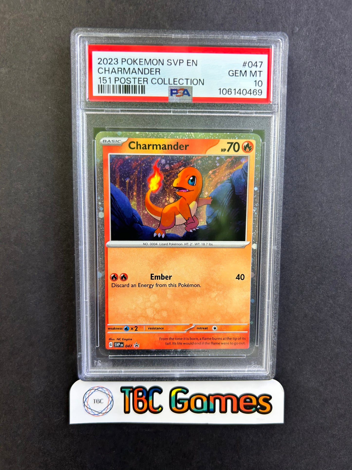 Charmander SVP 047 Cosmos Holo 151 Poster Collection PSA 10
