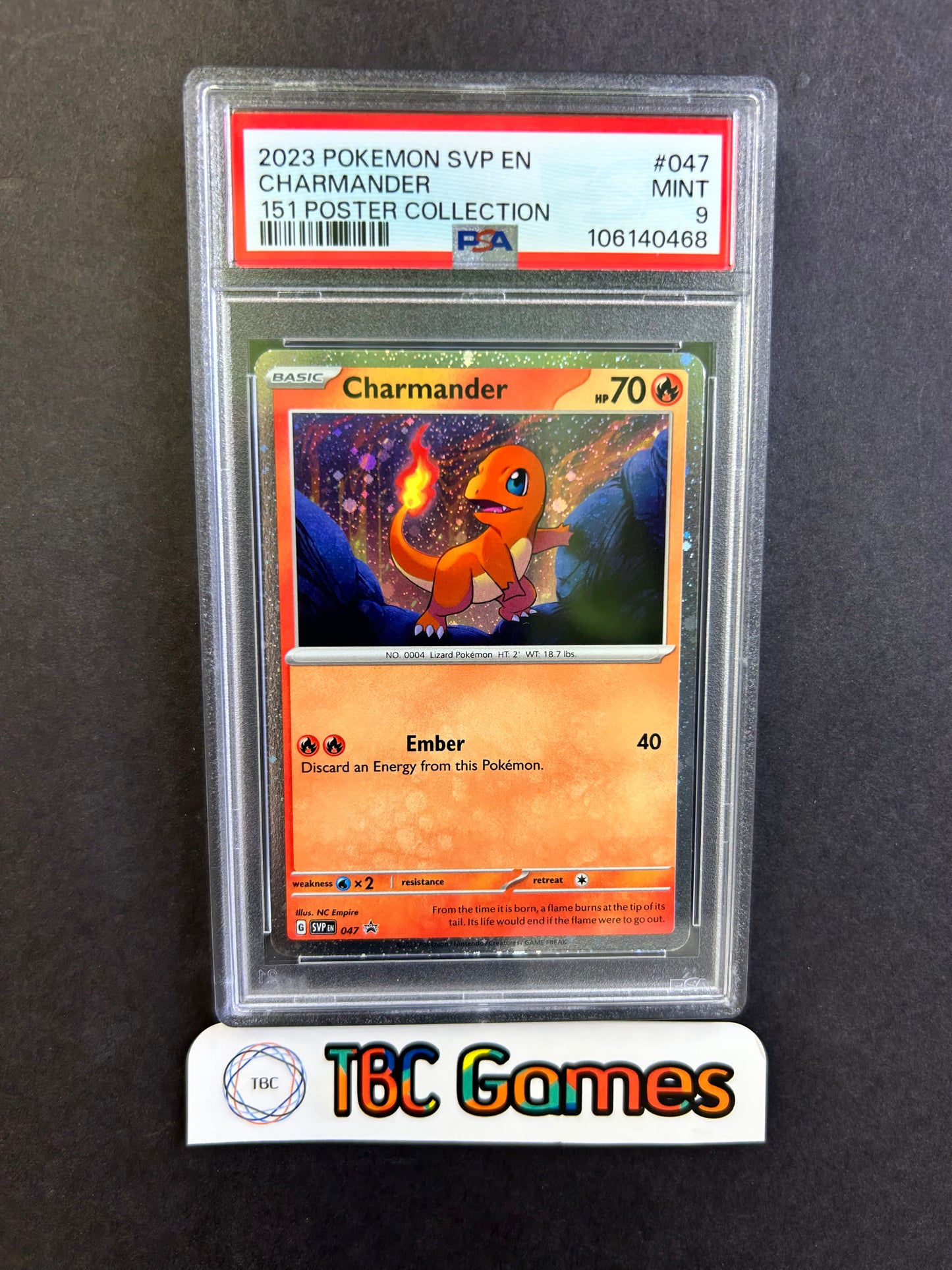 Charmander SVP 047 Cosmos Holo 151 Poster Collection PSA 9