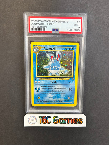 Azumarill Neo Genesis 1st Edition Holo #2 PSA 9