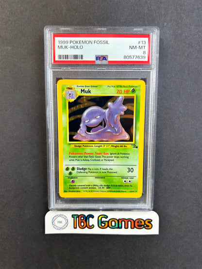 Muk Fossil Holo #13 PSA 8