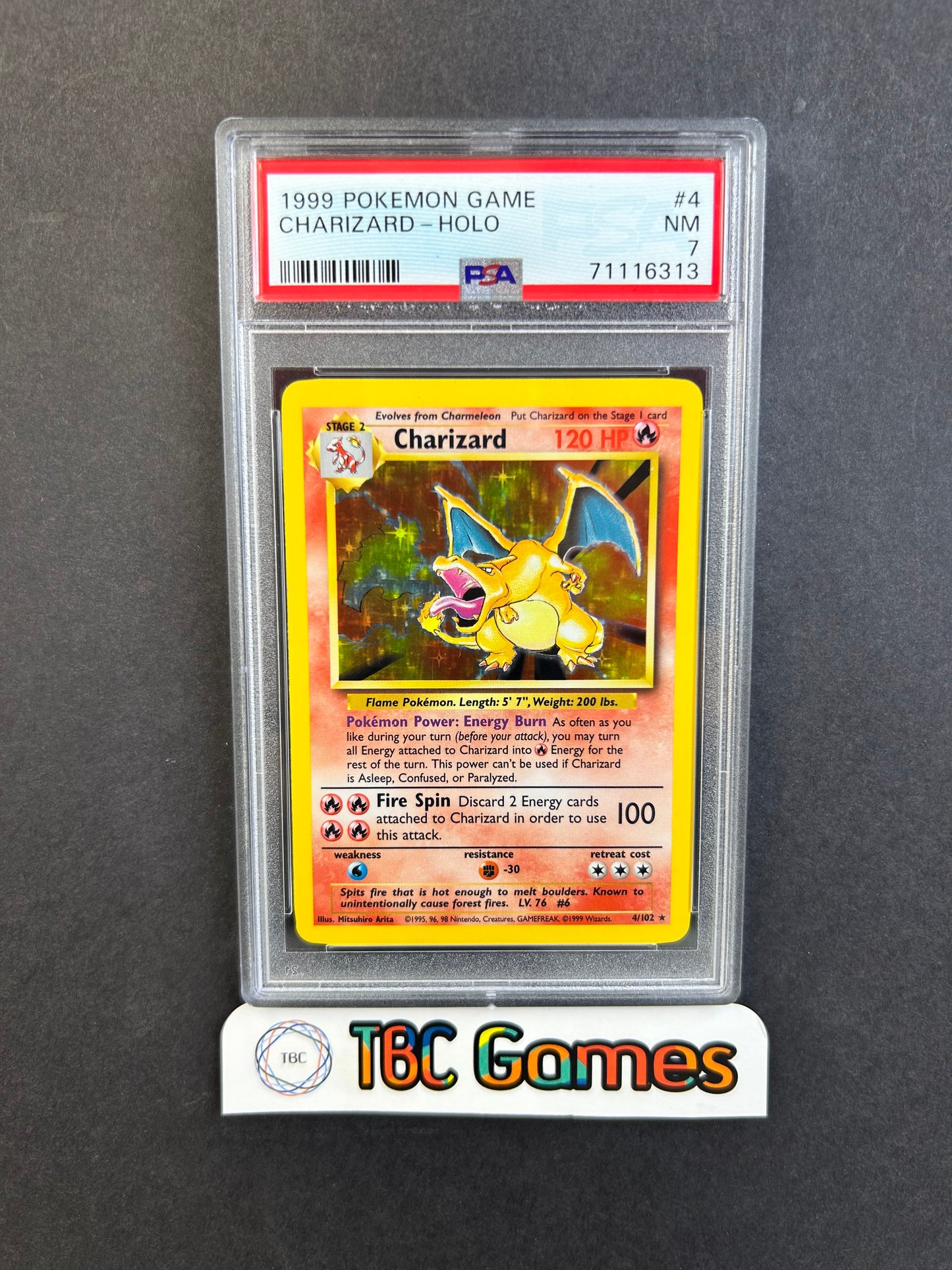 Charizard Base Set Holo #4 PSA 7
