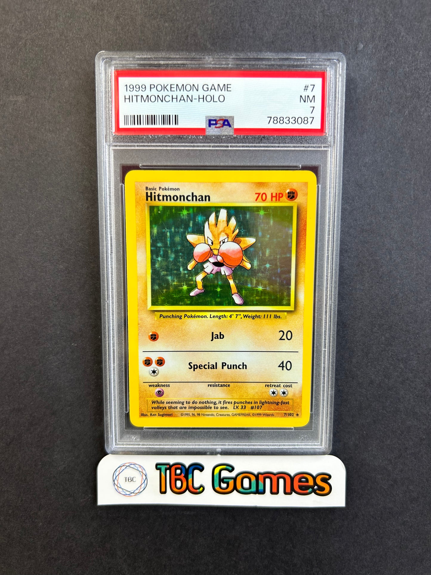Hitmonchan Base Set Holo #7 PSA 7