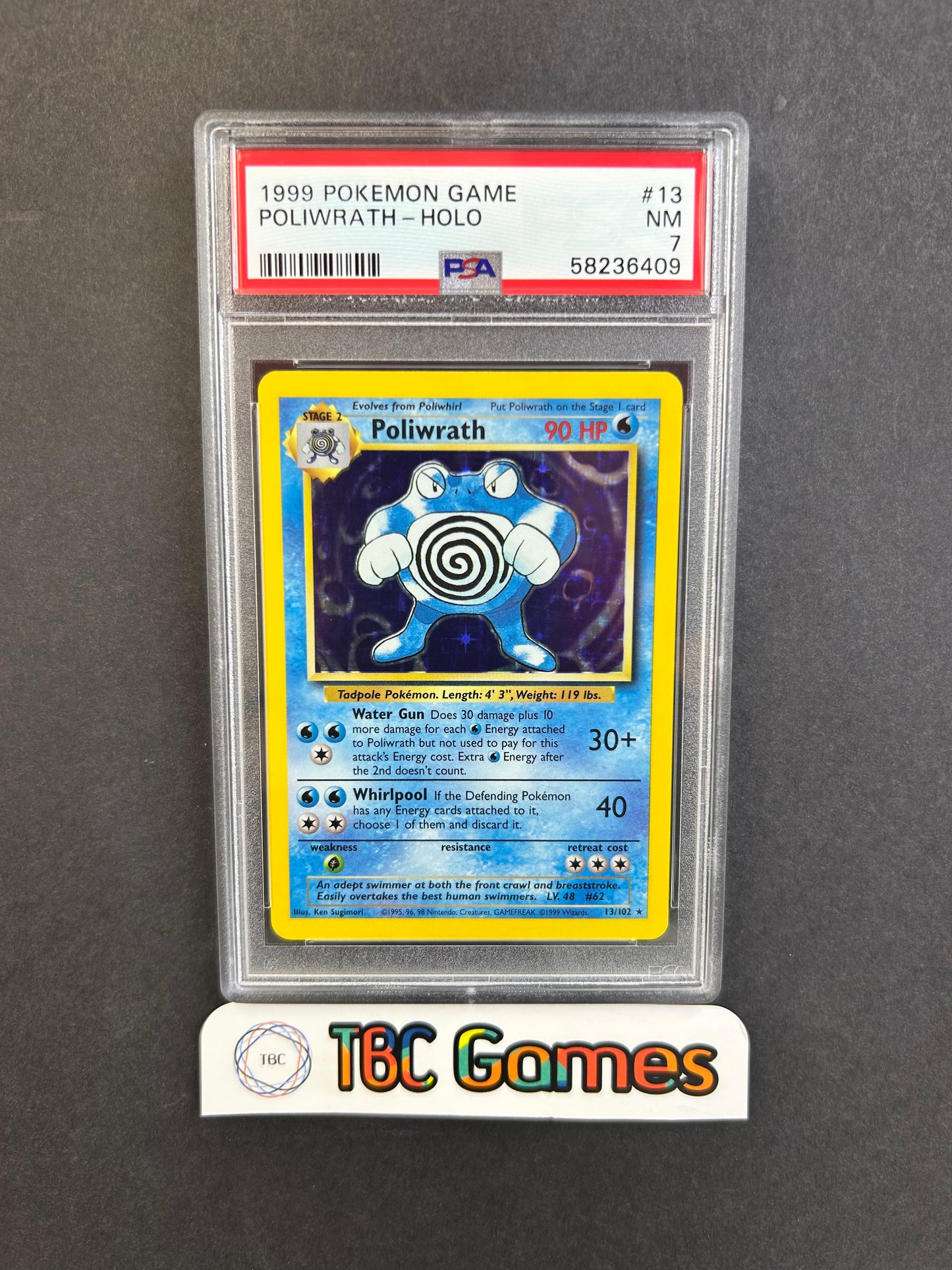 Poliwrath Base Set Holo #13 PSA 7