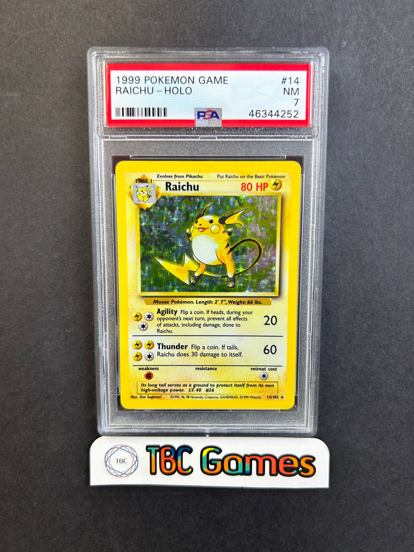 Raichu Base Set Holo #14 PSA 7