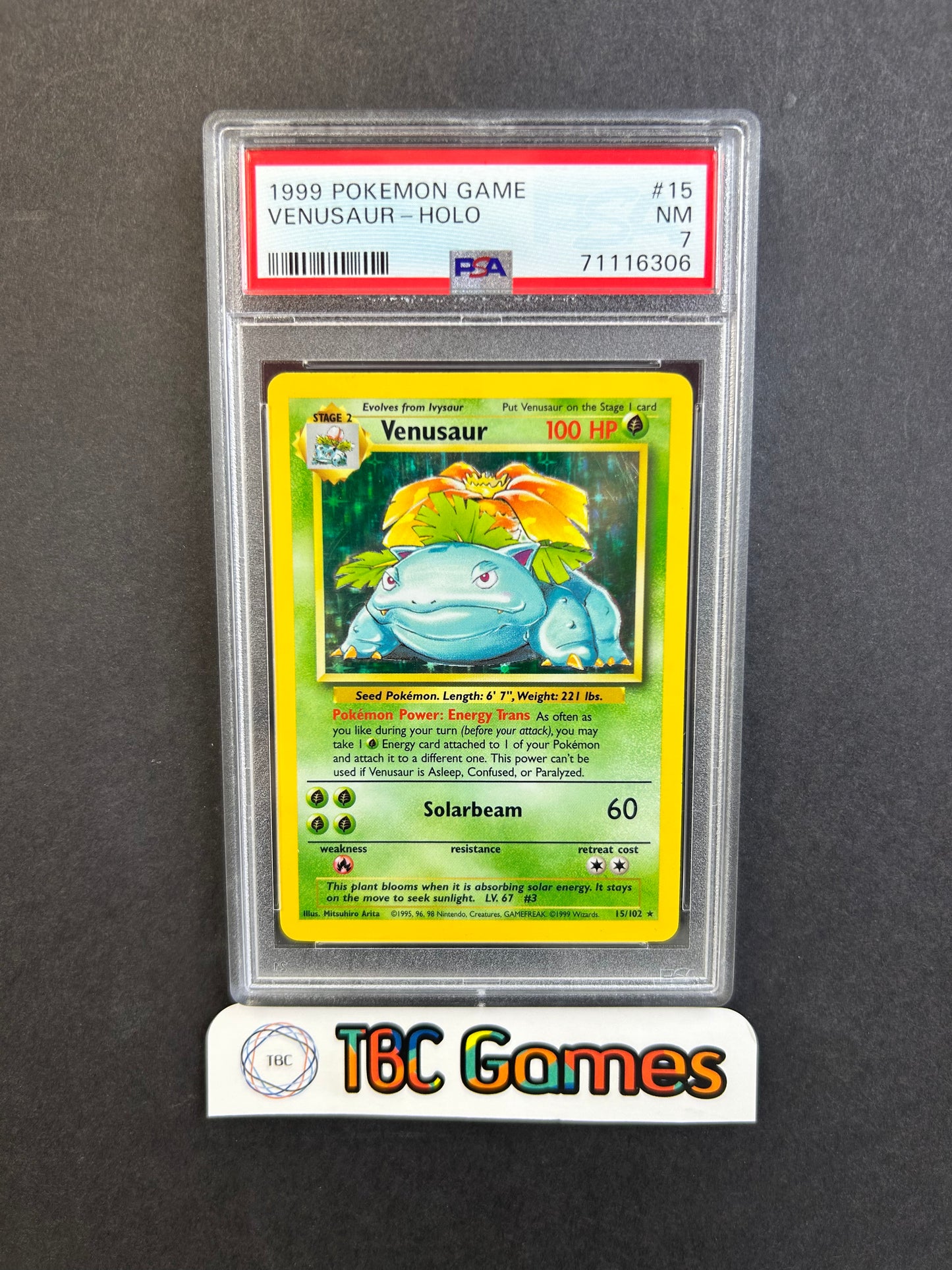 Venusaur Base Set Holo #15 PSA 7